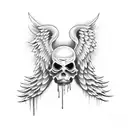 crying demon with Angel wings  tattoo design idea