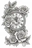 Albanian flag with roses and a clock tattoo design idea