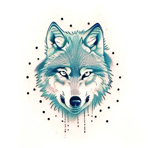 wolf in a forest tattoo design idea