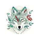 wolf in a forest tattoo design idea