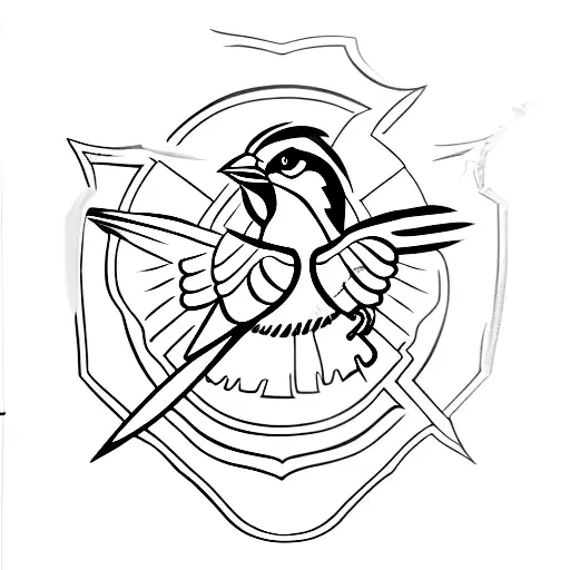 Sparrow perched on a gunner's mate insignia tattoo design idea