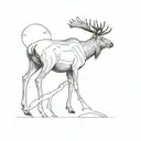 puffin and moose standing side tattoo design idea