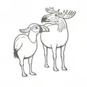 puffin and moose standing side tattoo design idea