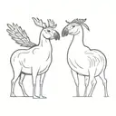 puffin and moose standing side tattoo design idea