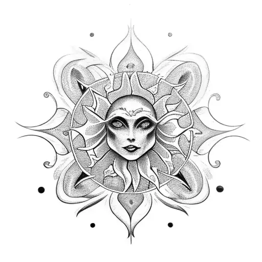 Create a gothic-inspired tattoo featuring a sun motif intertwined with BDSM elements tattoo design idea