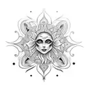 Create a gothic-inspired tattoo featuring a sun motif intertwined with BDSM elements tattoo design idea