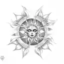 Create a gothic-inspired tattoo featuring a sun motif intertwined with BDSM elements tattoo design idea