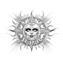Create a gothic-inspired tattoo featuring a sun motif intertwined with BDSM elements tattoo design idea
