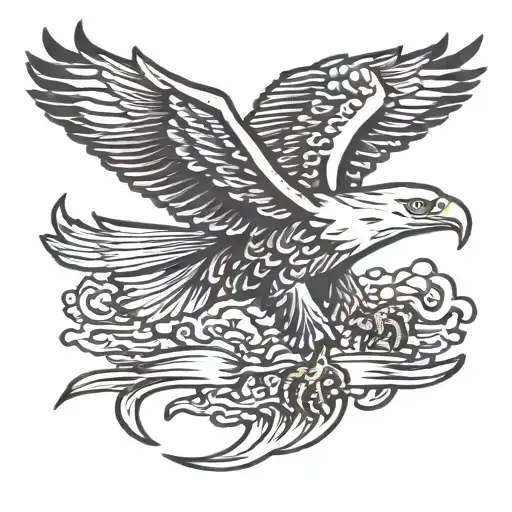 bald eagle riding hellfire missile tattoo design idea