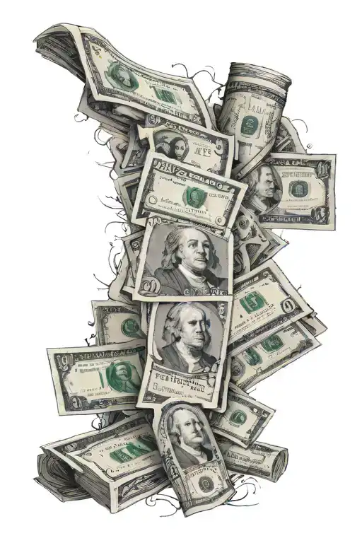 stock market graph, us dollars tattoo design idea