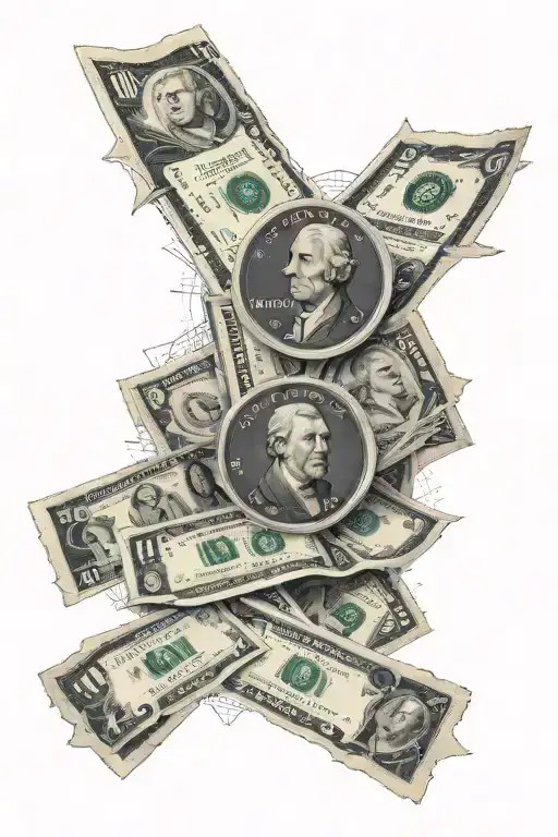 stock market graph, us dollars tattoo design idea