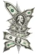 stock market graph, us dollars tattoo design idea