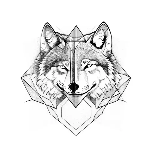 father and son wolf geometric tattoo design idea
