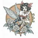 Fae Valentine pinup girl dressed tattoo design idea