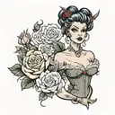 Fae Valentine pinup girl dressed tattoo design idea