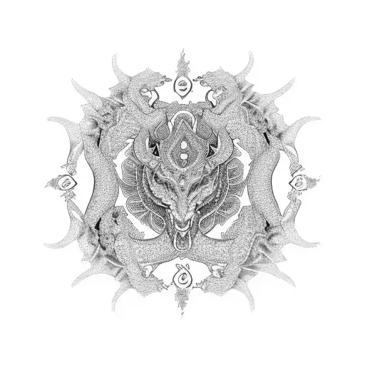jewels and lace mandala with dragon wrapped around tattoo design idea