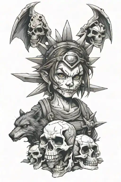nerd, csgo, skulls, mario bros, dragon ball, Chaves del 8, wolves, daughters, Jesus Christ tattoo design idea