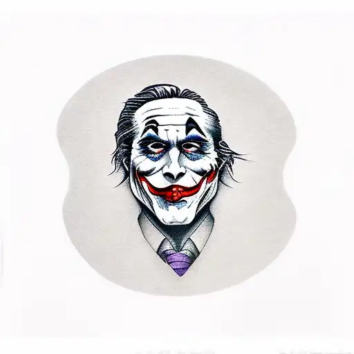 The Joker smoking and holding a joker card. tattoo design idea