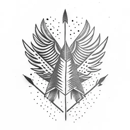 arrow eagle feather fire tattoo design idea