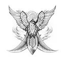 arrow eagle feather fire tattoo design idea