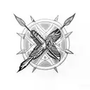 arrow eagle feather fire tattoo design idea