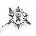 arrow eagle feather fire moon tattoo design idea