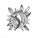 arrow eagle feather fire moon tattoo design idea