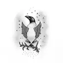 survival crow phoinex tattoo design idea