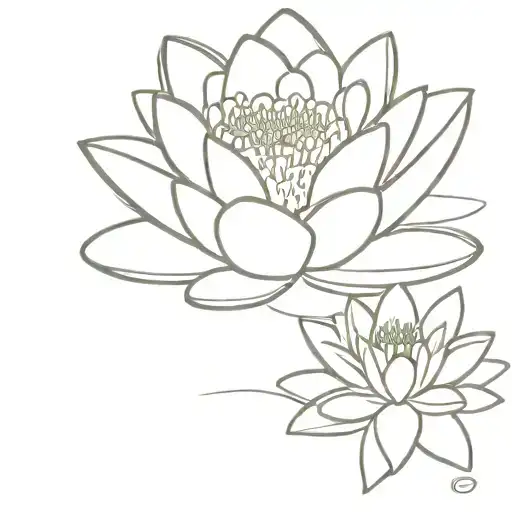 A minimalist tattoo of a serene water lily floating on a calm pond, combining your favorite things of flowers and water in a simple yet elegant design tattoo design idea