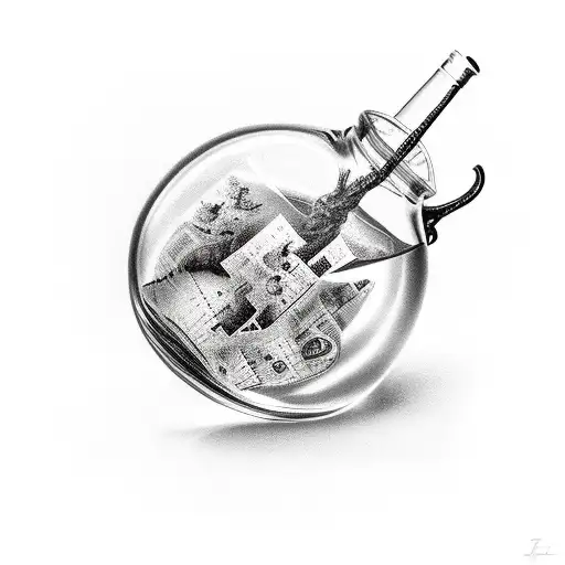 time in a bottle, time turning into a liquid tattoo design idea