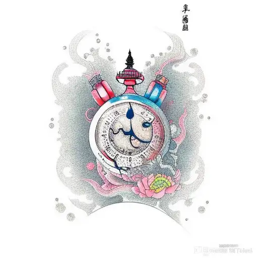 time in a bottle, time turning into a liquid tattoo design idea