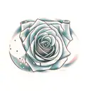 time in a bottle, time turning into a liquid, roses tattoo design idea