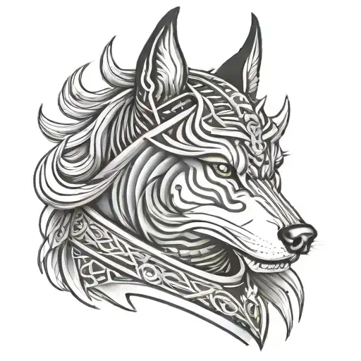 samurai dog tattoo design idea