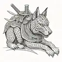 samurai dog tattoo design idea