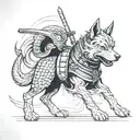 samurai dog tattoo design idea