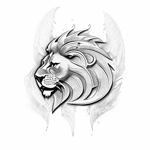 warrior with swords and lion american eagle tattoo design idea
