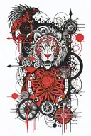 7 Hermetic laws, double slit, atlantis, lion, bear, owl, atom tattoo design idea
