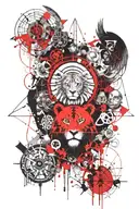 7 Hermetic laws, double slit, atlantis, lion, bear, owl, atom tattoo design idea