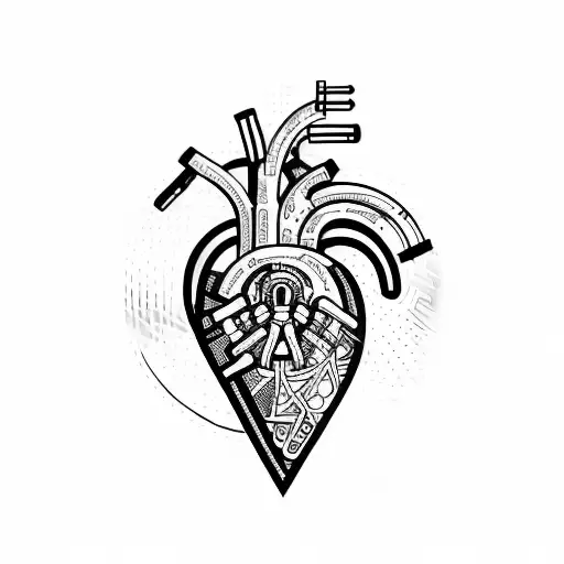 Cybernetic heart tattoo design idea