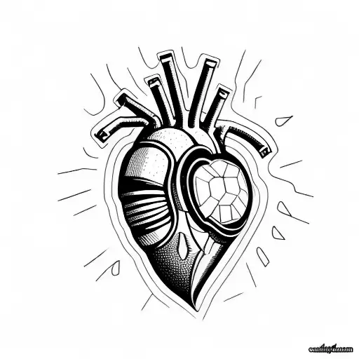 Cybernetic heart tattoo design idea