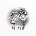 flamingo and palm trees tattoo design idea