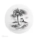 flamingo and palm trees tattoo design idea