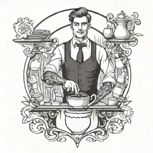 waiter tattoo design idea