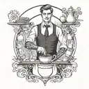 waiter tattoo design idea