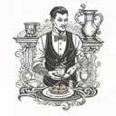 waiter tattoo design idea