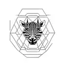 A minimalist tattoo of a zebra surrounded by hexagons tattoo design idea