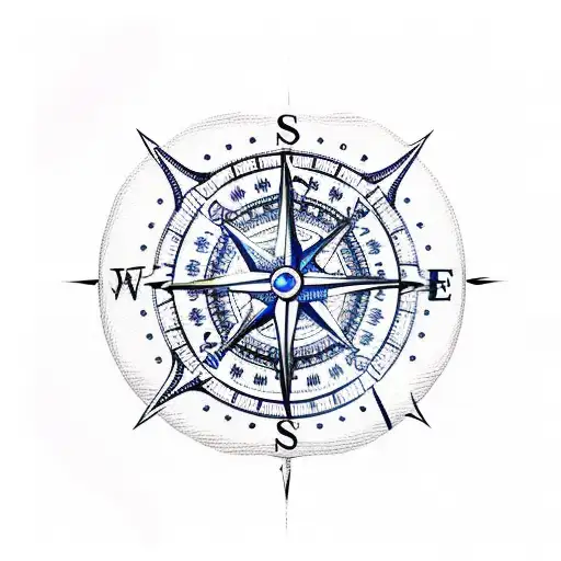 nautical compass with anchor and mahi mahi skeleton tattoo design idea