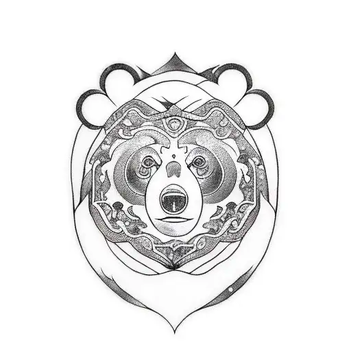 Japanese bear cartoon with tattoo and sword Vector Image