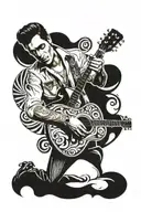 country music Elvis tattoo guitar with a penny tattoo design idea