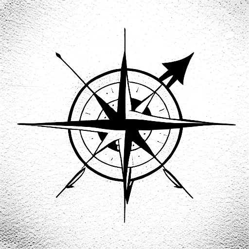 compass on arrow tattoo design idea